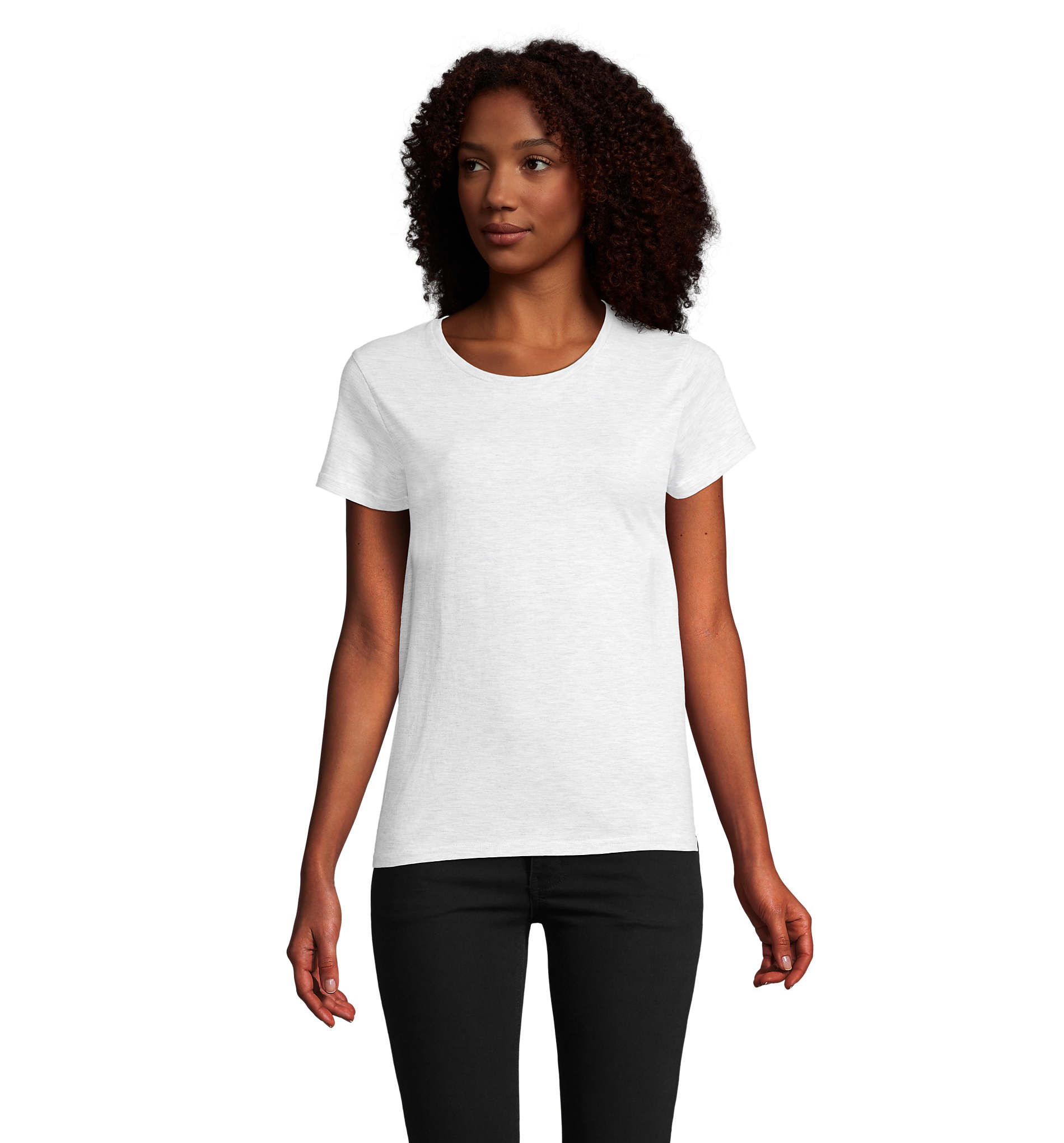 Tee shirt coton bio femme personnalisé 175g - PIONEER Blanc Chiné